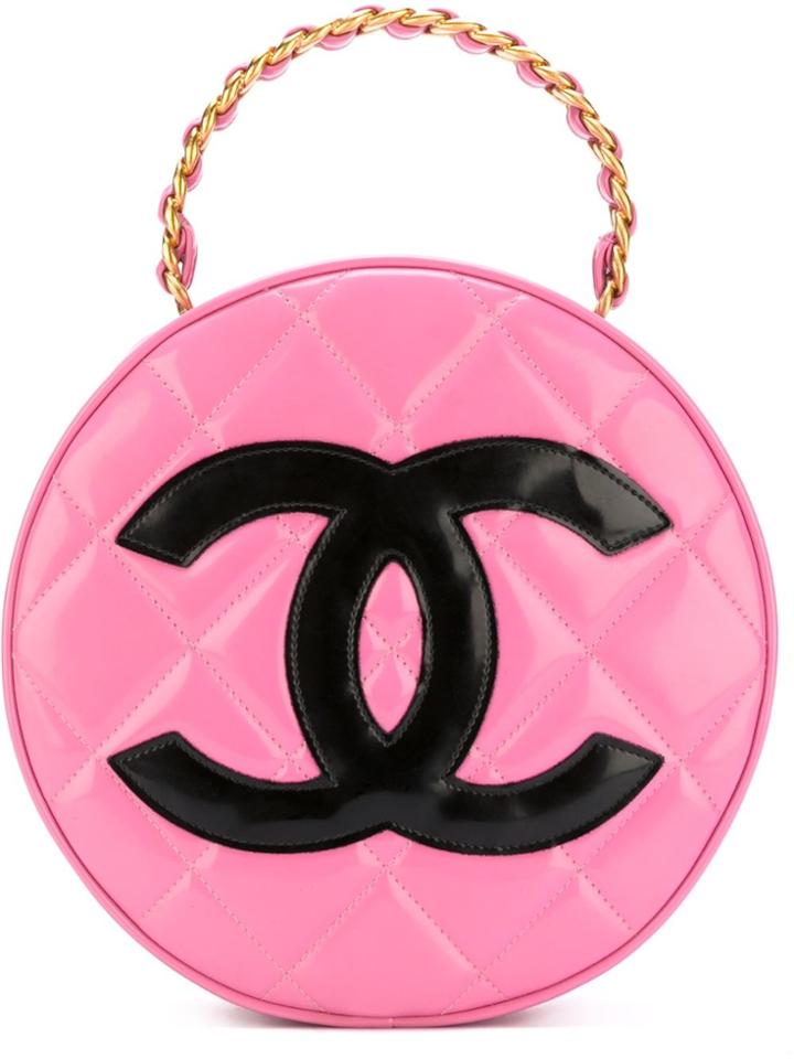 Chanel Vintage Round Quilted Tote - Pink & Purple