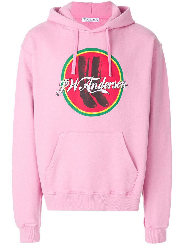 Jw Anderson Cola Boots Hoodie - Pink & Purple