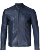 Kazuyuki Kumagai Enclosed-zip Leather Jacket, Men's, Size: 2, Blue, Lamb Skin