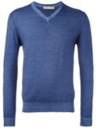 Cruciani V-neck Jumper, Men's, Size: 54, Blue, Wool