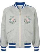 A(lefrude)e Floral Embroidered Bomber Jacket - Grey
