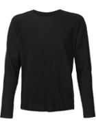 Homme Plissé Issey Miyake Pleated Longsleeved T-shirt, Men's, Size: 2, Black, Polyester