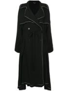 Ann Demeulemeester Piped Double Breasted Trench - Black