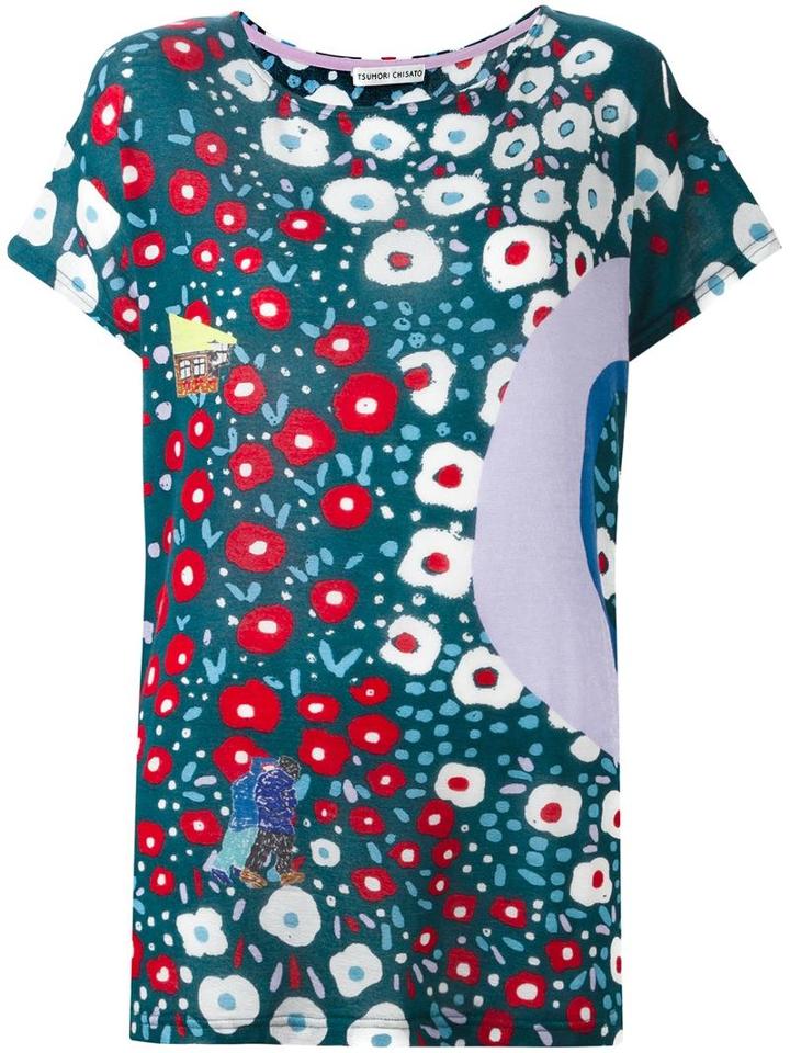 Tsumori Chisato Floral Print T-shirt, Women's, Size: 3, Green, Polyurethane/lyocell