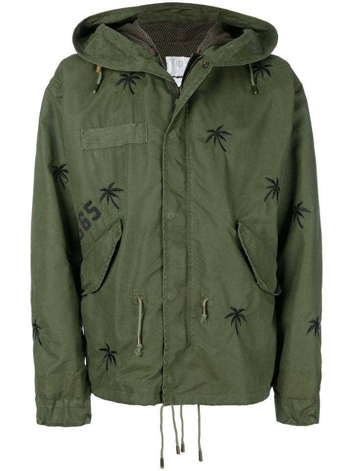 As65 Palm Embroidered Parka - Green