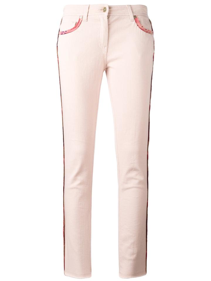 Etro Lateral Strap Cropped Jeans, Women's, Size: 27, Pink/purple, Cotton/spandex/elastane