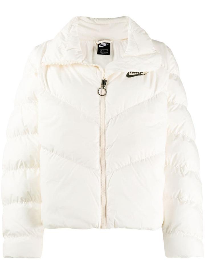 Nike Logo Print Puffer Jacket - White