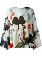 Erika Cavallini Floral Print Blouse, Women's, Size: 42, Nude/neutrals, Silk/polyester/acetate