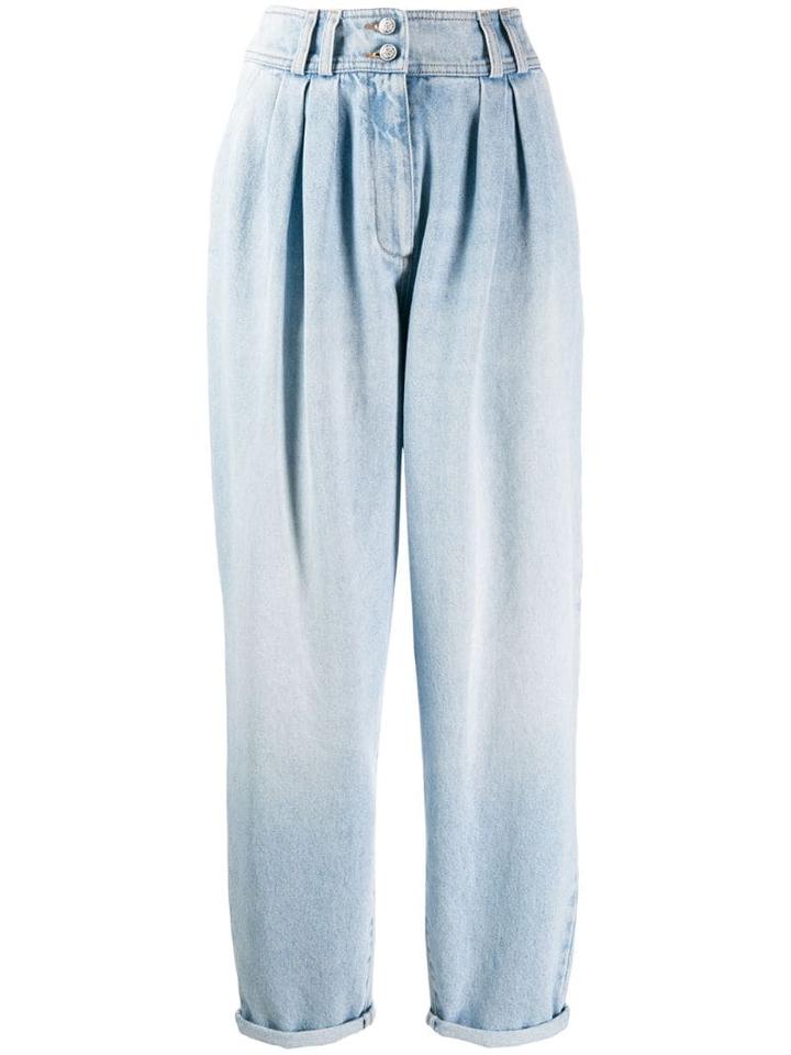 Balmain Pleated Tapered Jeans - Blue