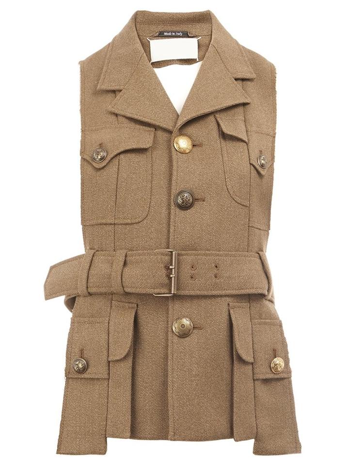 Maison Margiela Military Style Waistcoat Jacket, Women's, Size: 38, Green, Wool