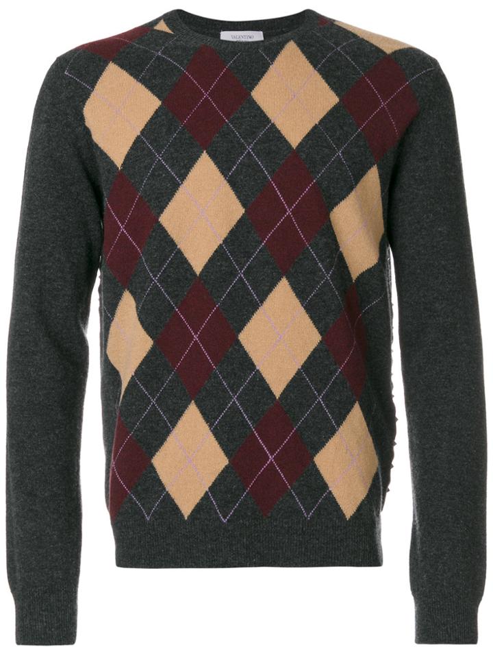 Valentino Diamond Patterned Jumper - Grey