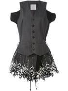 Sacai - Embroidered Pinstriped Dress - Women - Cotton/nylon/polyester/wool - 2, Grey, Cotton/nylon/polyester/wool