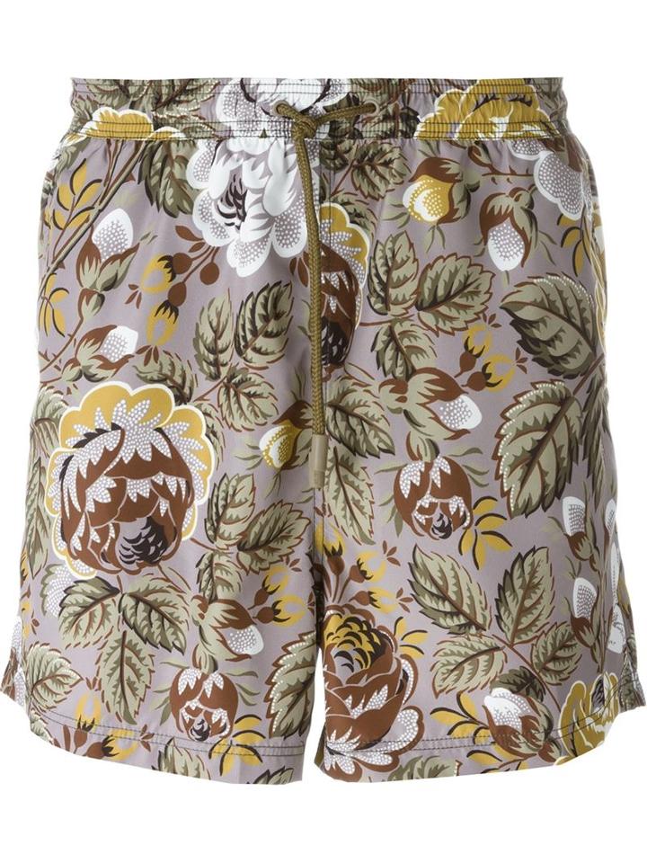 Etro Floral Print Swim Shorts, Men's, Size: Xl, Grey, Nylon