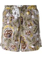 Etro Floral Print Swim Shorts, Men's, Size: Xl, Grey, Nylon