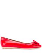 Emporio Armani Bow Embellished Ballerina Shoes - Red