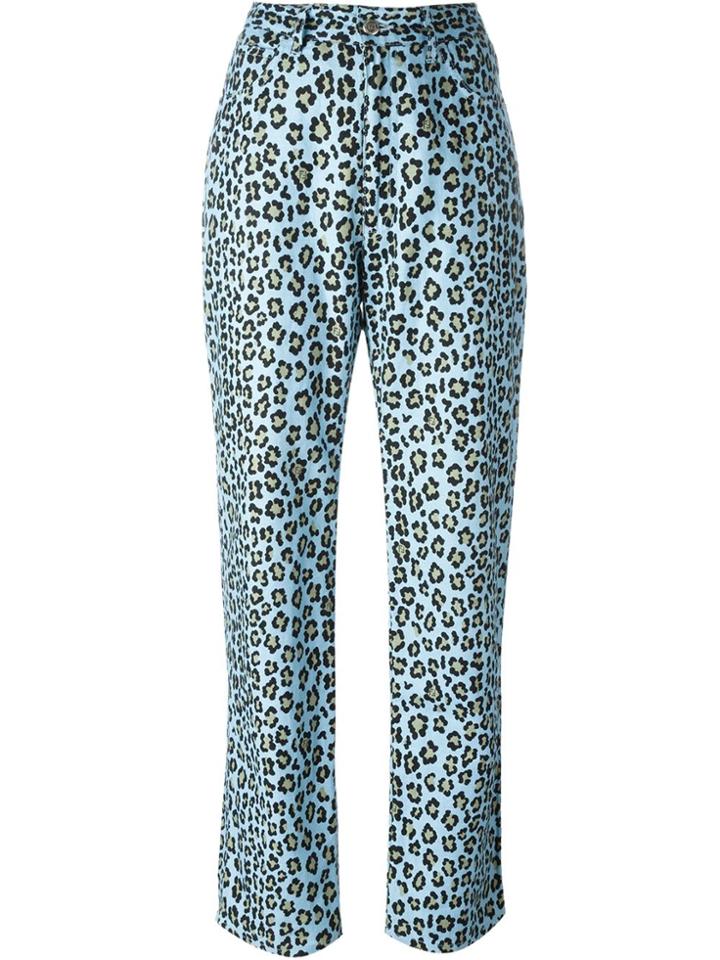 Fendi Vintage Leopard Slim Trousers - Blue