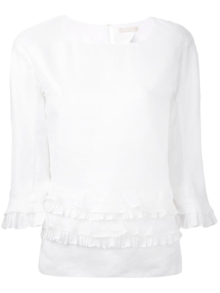 Frill Trim Top - Women - Ramie - 46, White, Ramie, 's Max Mara