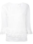 Frill Trim Top - Women - Ramie - 46, White, Ramie, 's Max Mara