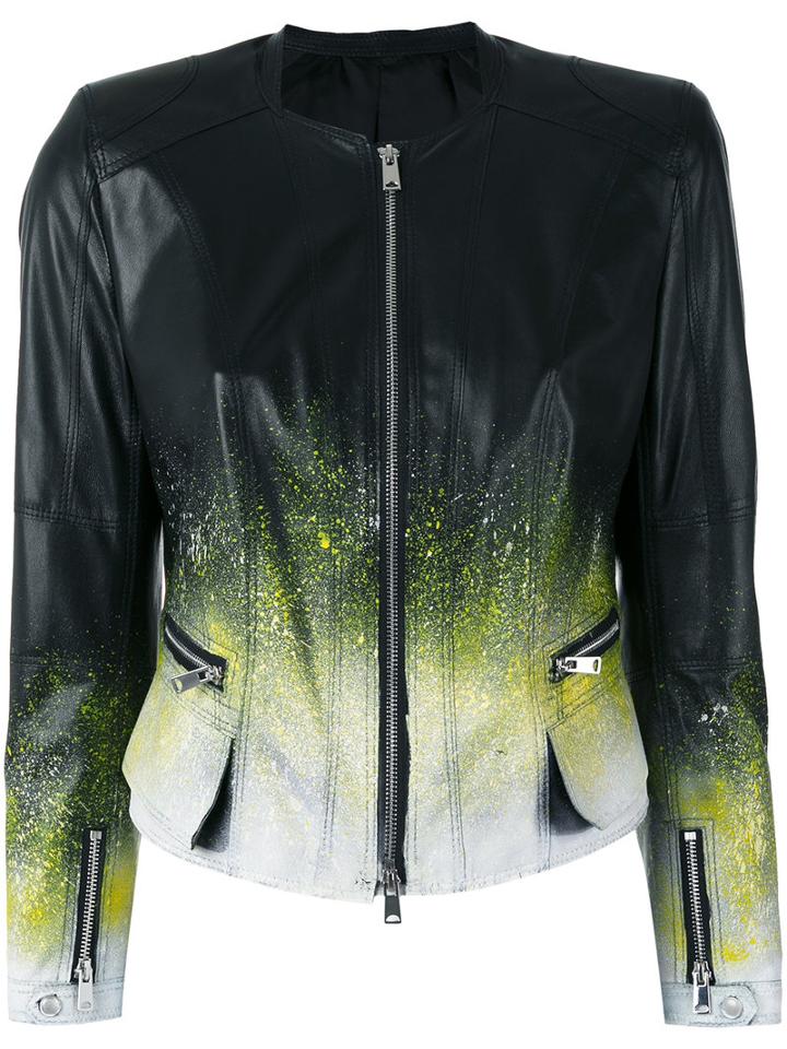 Sylvie Schimmel Ink Splatter Jacket, Women's, Size: 40, Black, Lamb Skin