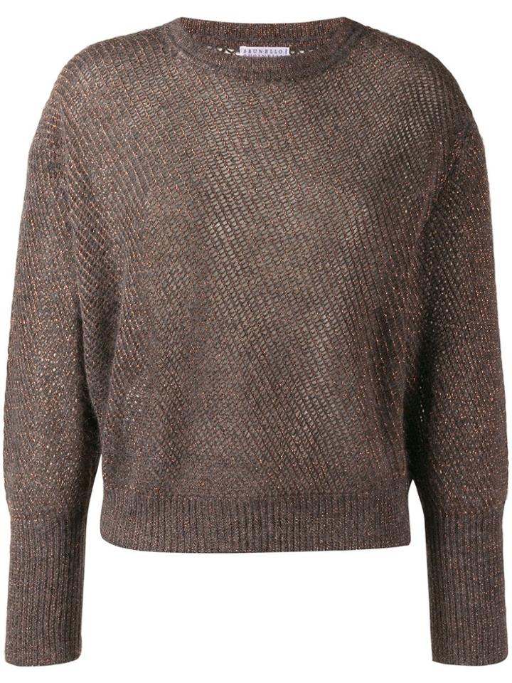 Brunello Cucinelli Glitter-look Knit Jumper - Grey