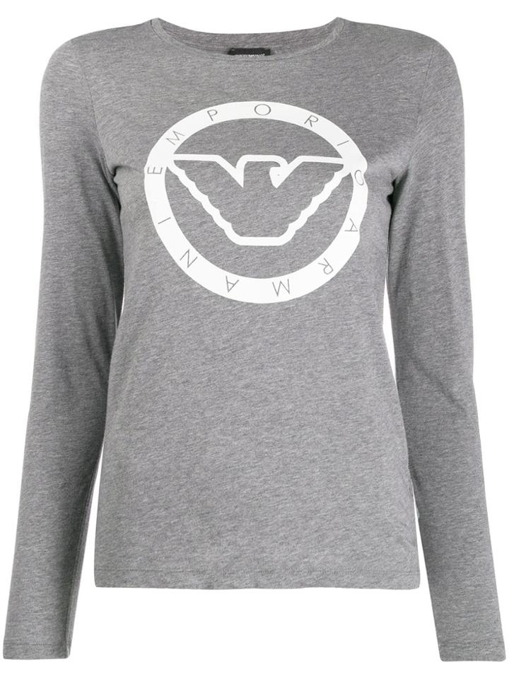 Emporio Armani Logo Long Sleeve T-shirt - Grey