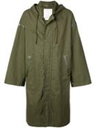Readymade Hooded Logo Print Rain Coat - Green
