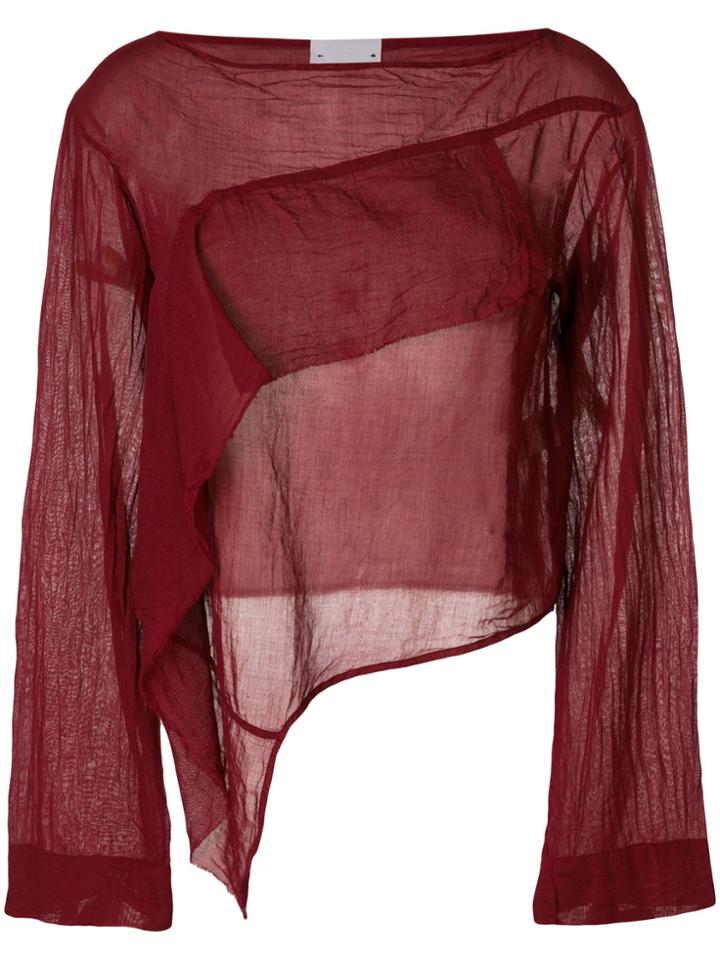 Lost & Found Rooms Long-sleeve Draped Blouse - Red