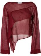 Lost & Found Rooms Long-sleeve Draped Blouse - Red