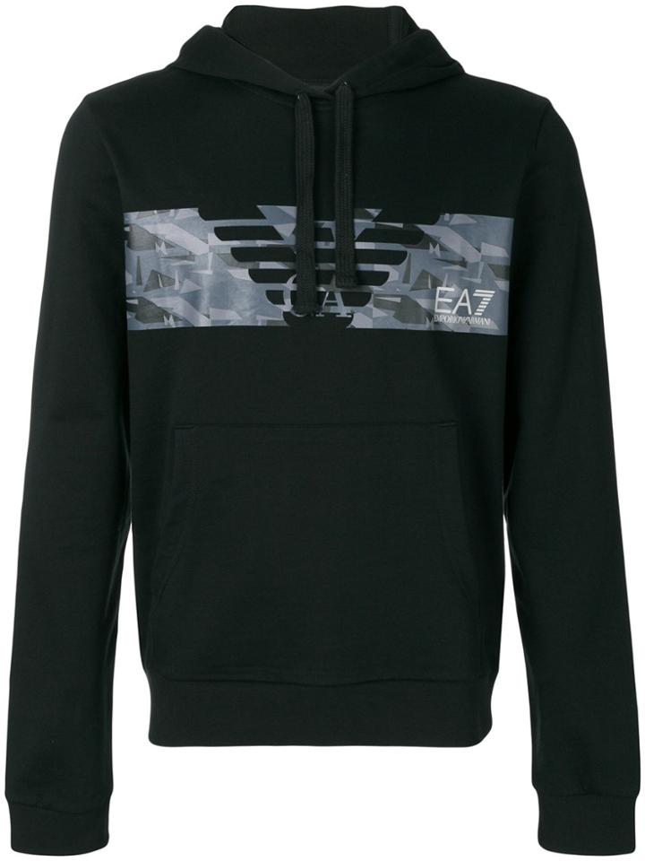 Ea7 Emporio Armani Logo Print Hoody - Black