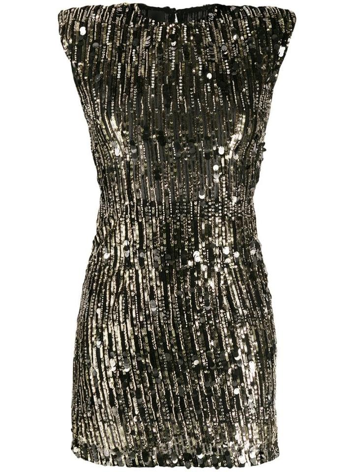 Pinko Sequin Embroidered Mini Dress - Black