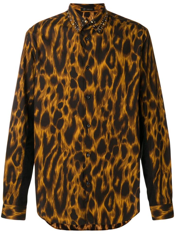 Versace Leopard Print Shirt - Brown