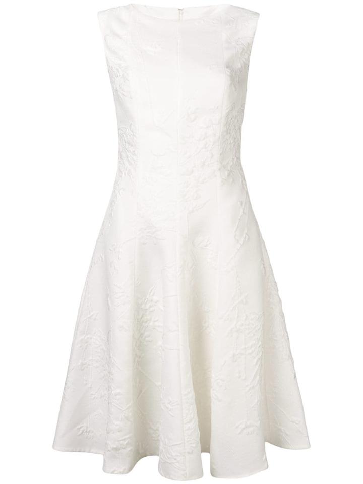Talbot Runhof Jacquard Flared Midi Dress - White