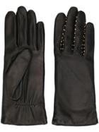 Agnelle Studded Leather Gloves - Black