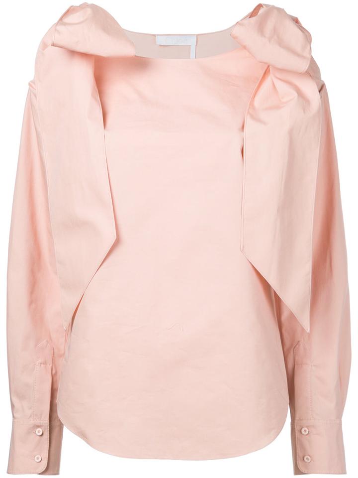 Chloé - Bow Shoulder Blouse - Women - Cotton - 36, Yellow/orange, Cotton