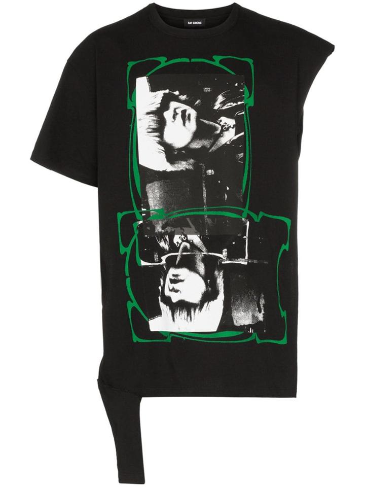 Raf Simons Graphic Print Asymmetric Cotton T-shirt - Black