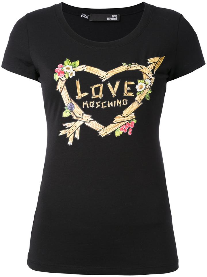 Love Moschino - Logo Print T-shirt - Women - Cotton/spandex/elastane - 44, Black, Cotton/spandex/elastane