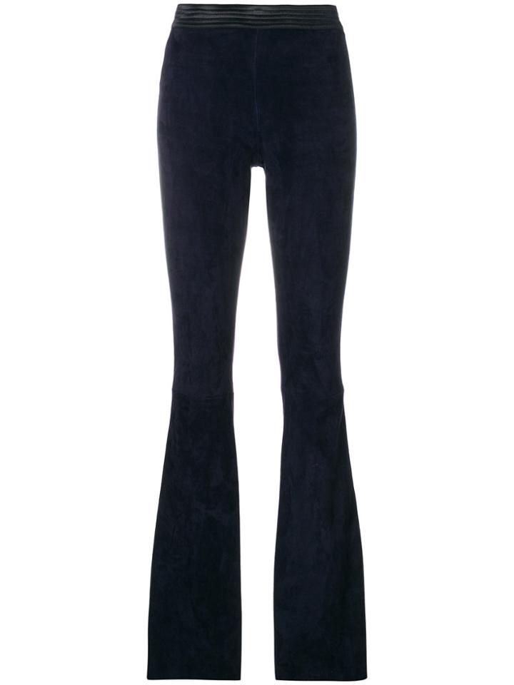 Drome Flared Cuff Skinny Leather Trousers - Blue