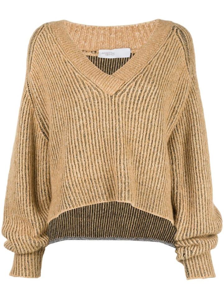 Rosetta Getty Cropped V-neck Sweater - Yellow