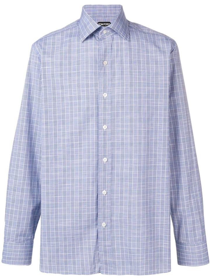 Tom Ford Check Print Shirt - Blue