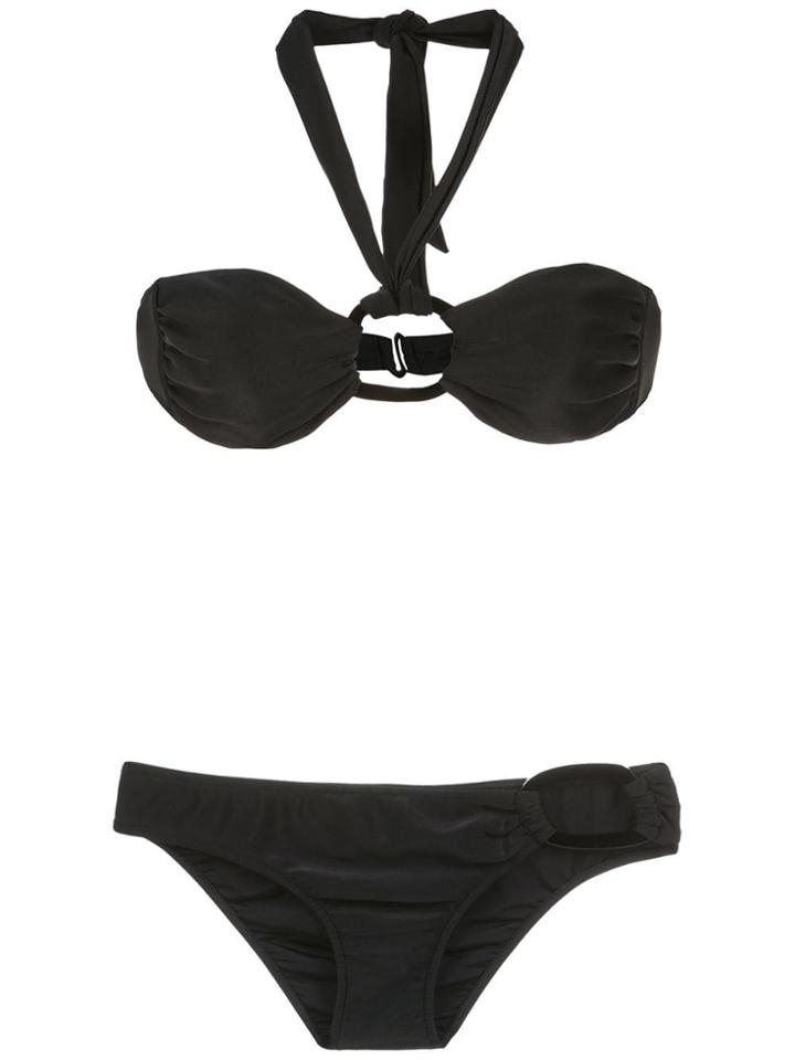 Adriana Degreas Ring Detailed Off The Shoulder Bikini Set - Black
