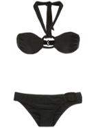 Adriana Degreas Ring Detailed Off The Shoulder Bikini Set - Black