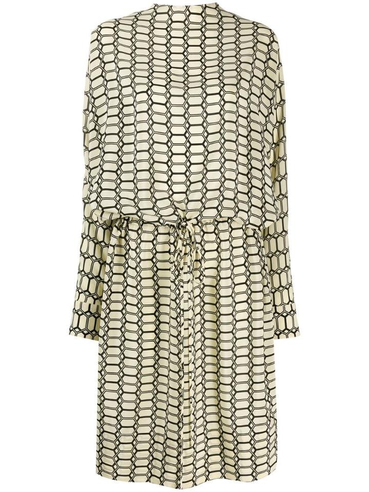 Plan C Geo Print Dress - Neutrals