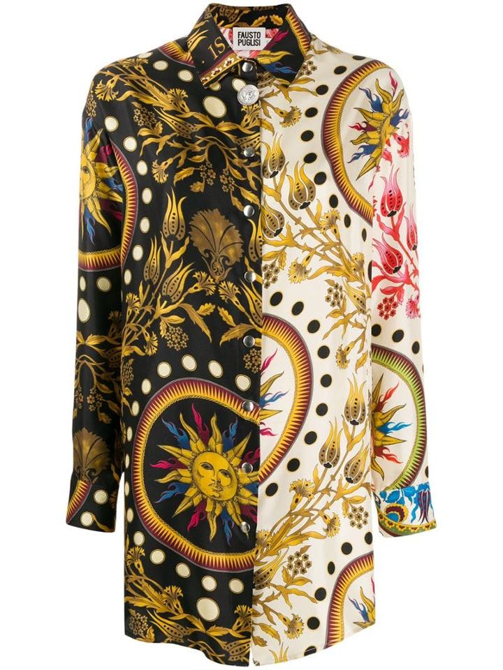 Fausto Puglisi Long Printed Shirt - Black