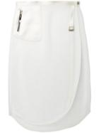 The Reracs - Perforated Wrap Skirt - Women - Silk/polyester/wool - 36, White, Silk/polyester/wool