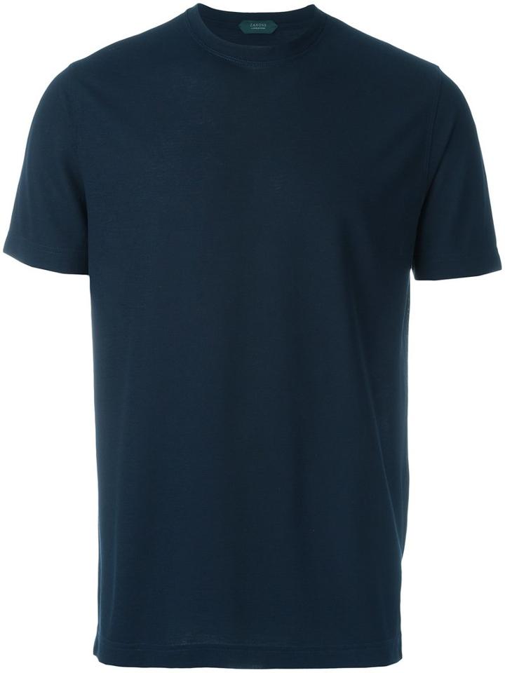 Zanone Round Neck T-shirt, Men's, Size: 56, Blue, Cotton