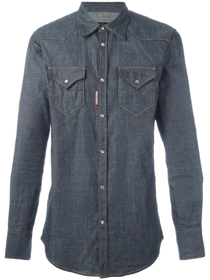 Dsquared2 Western Denim Shirt, Men's, Size: 48, Blue, Cotton