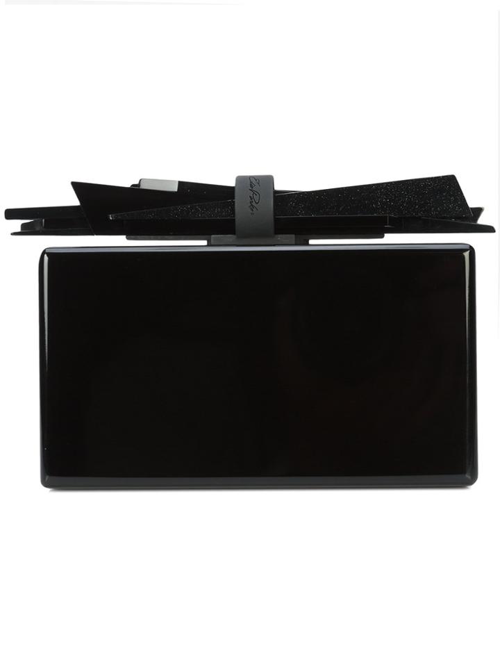 Edie Parker Wolf Glitter Clutch Bag - Black