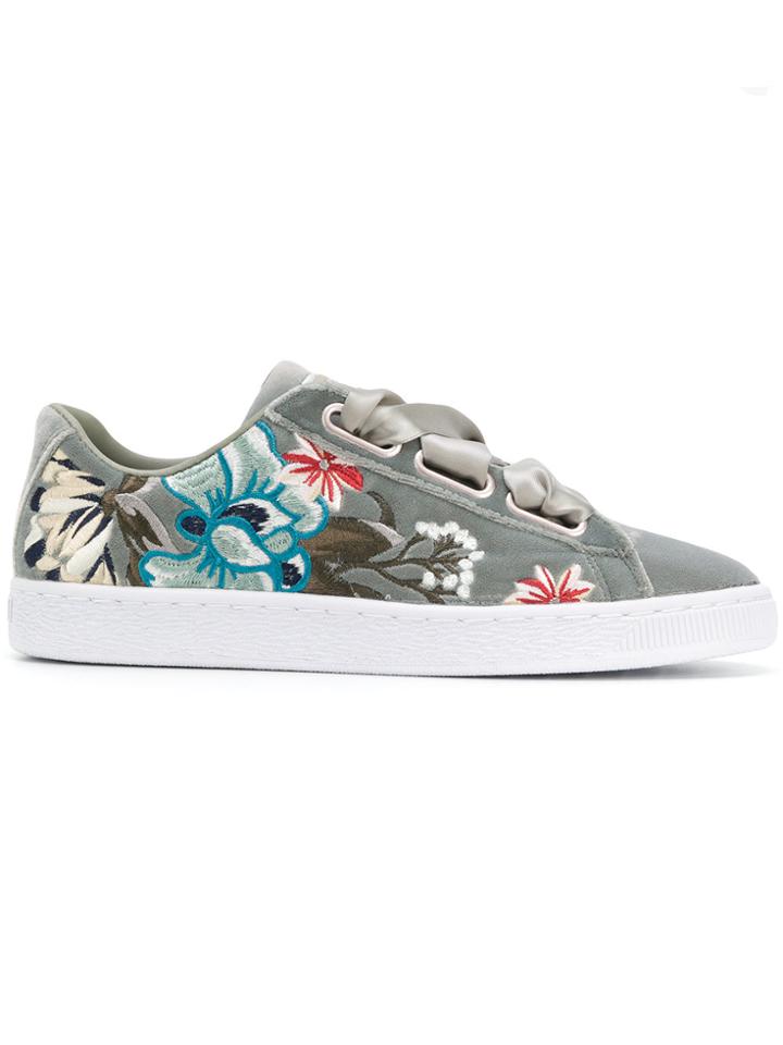 Puma Embroidered Heart Sneakers - Grey