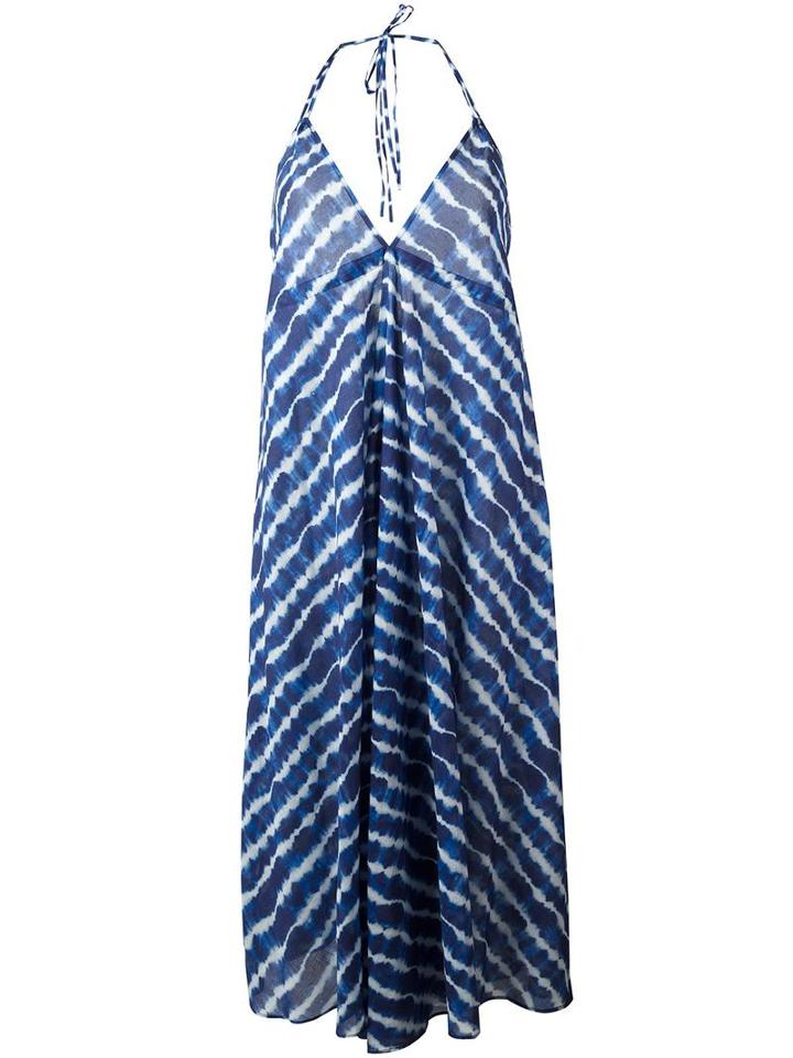 Tory Burch Halterneck Striped Dress, Women's, Size: Small, Blue, Cotton