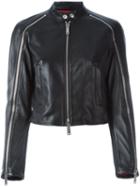 Dsquared2 Zip Detail Biker Jacket, Women's, Size: 40, Black, Sheep Skin/shearling/polyester/viscose/cotton